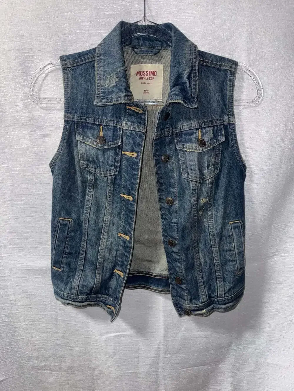 Mossimo Supply Co. Distressed Blue Denim Jean Vest